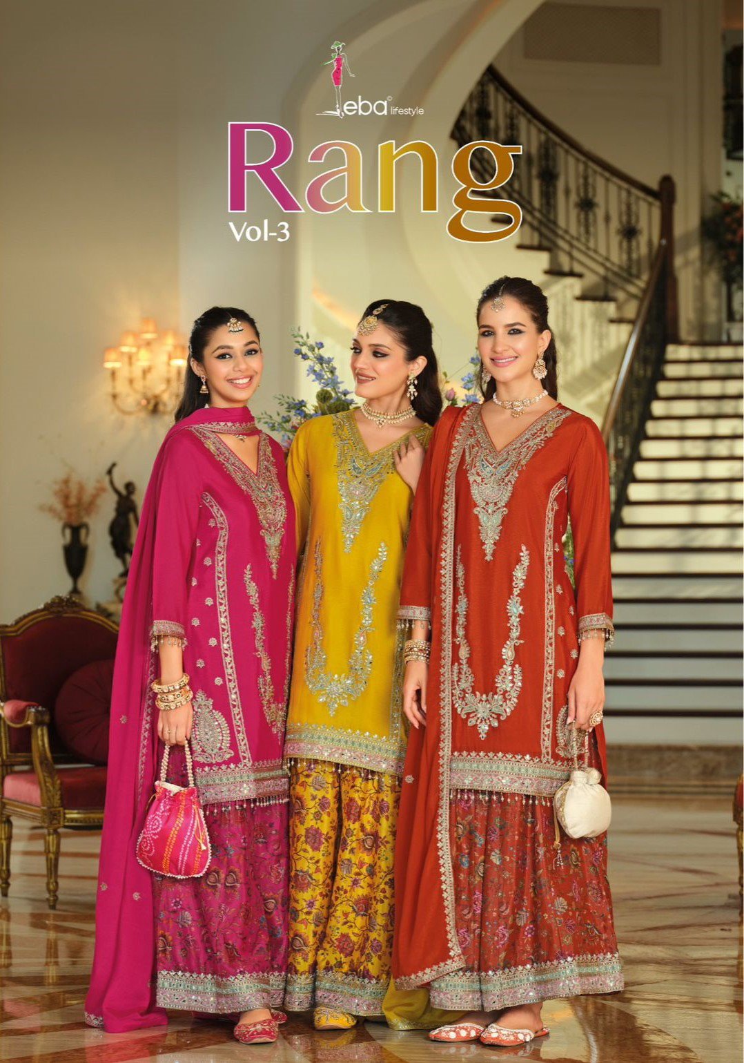 Eba Rang Vol 3 Chinon With Embroidery Work Salwar Kameez Collection Wholesale