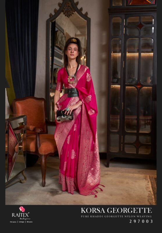 Buy Rajtex Korsa Georgette Pure Khadi Georgette Nylon Handloom Weaving Saree Wholesale 2026