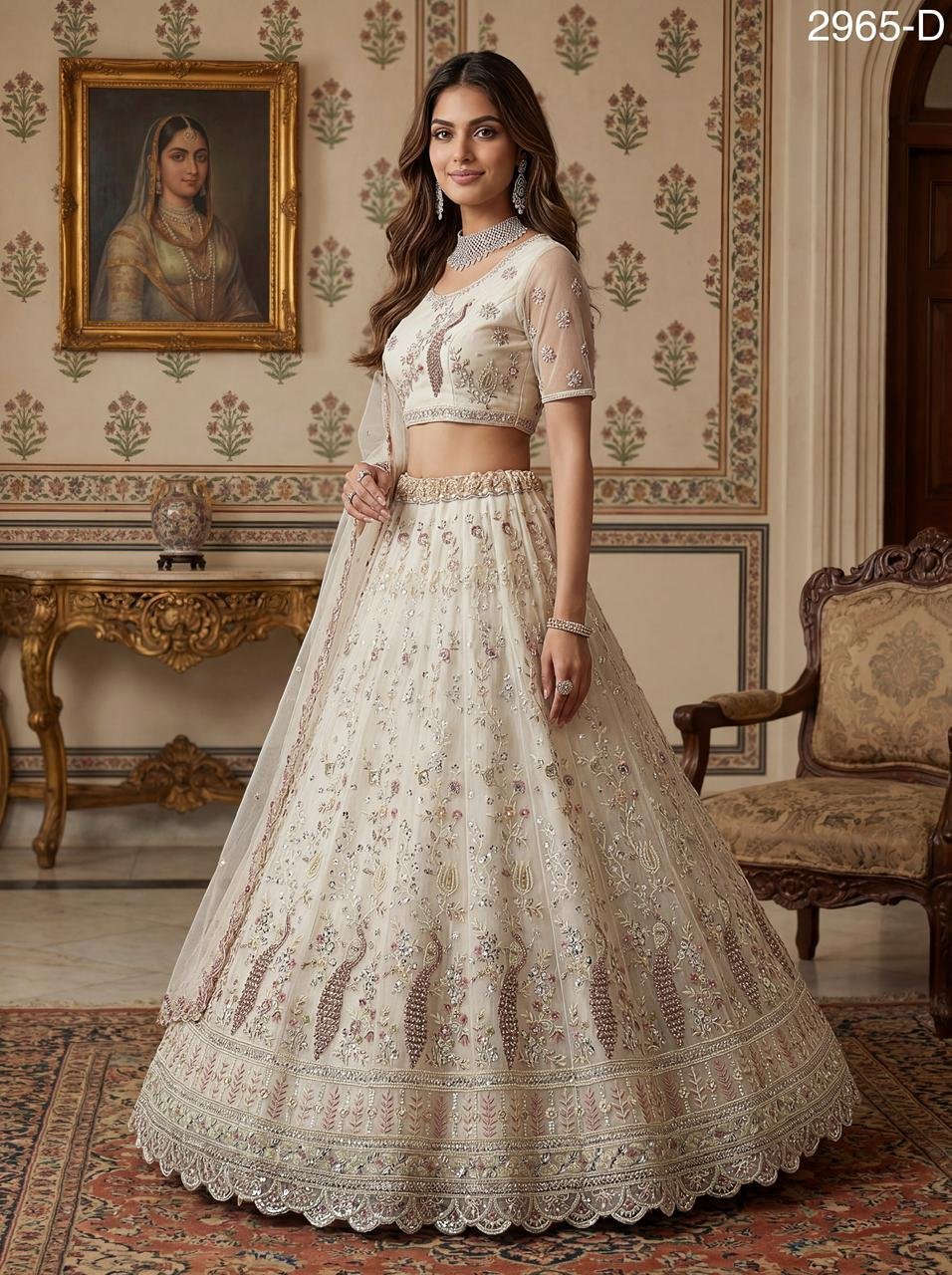 Stylish Anjani 2965 Detailed Handwork Peacock in Motif Party wear Lehenag Choli Collection Wholesale 2026
