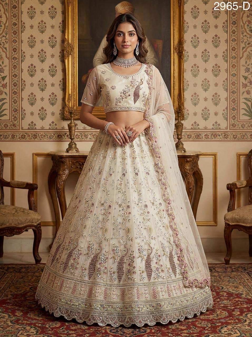 Stylish Anjani 2965 Detailed Handwork Peacock in Motif Party wear Lehenag Choli Collection Wholesale 2026