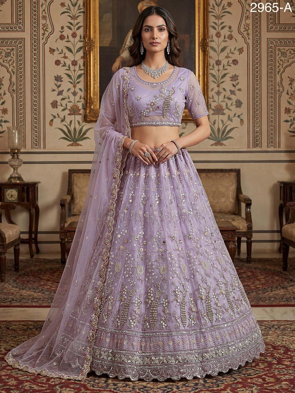 Stylish Anjani 2965 Detailed Handwork Peacock in Motif Party wear Lehenag Choli Collection Wholesale 2026