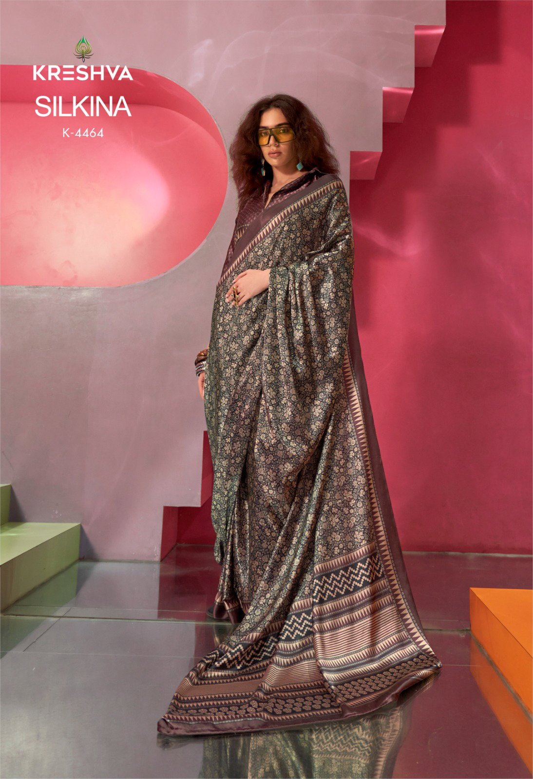 Stylish Kreshva Silkina Satin Kashmiri Prints Fancy Saree Collection Wholesale 2026