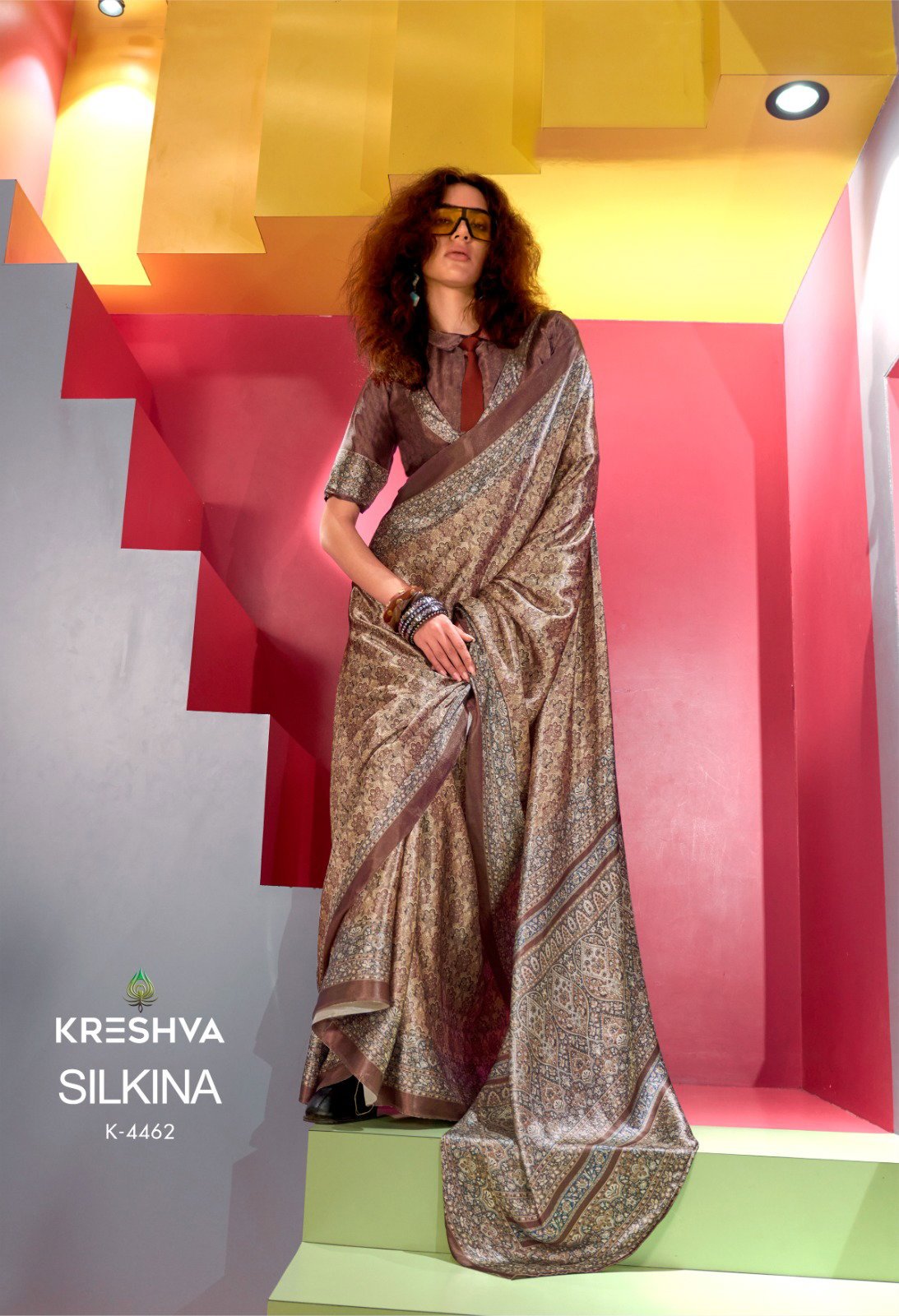Stylish Kreshva Silkina Satin Kashmiri Prints Fancy Saree Collection Wholesale 2026