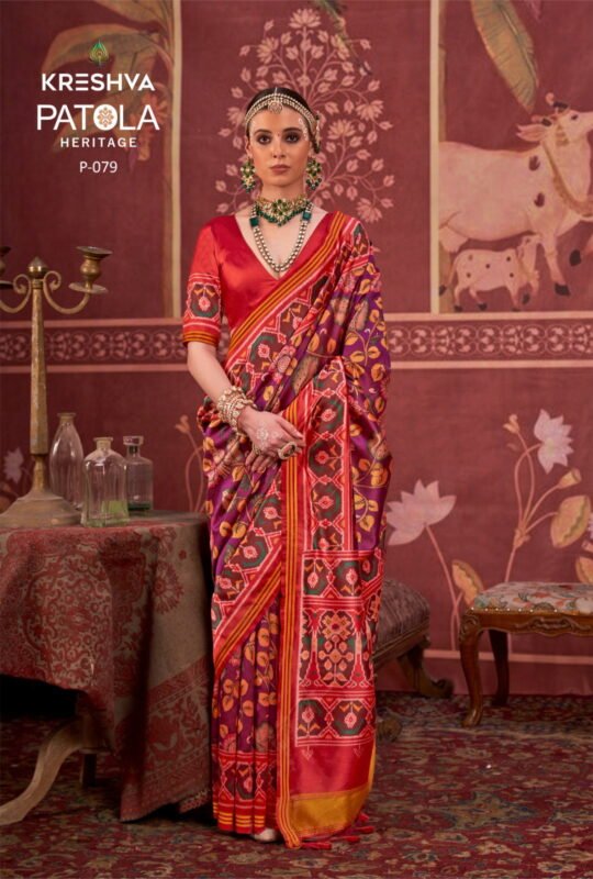 Launching Kreshva Patola Heritage Silk Printed Traditional Wear Saree Collection Wholesale 2026