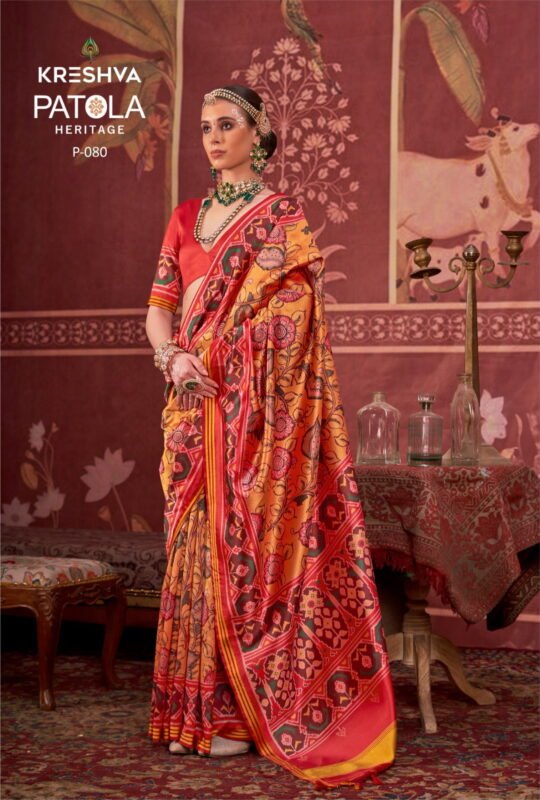 Launching Kreshva Patola Heritage Silk Printed Traditional Wear Saree Collection Wholesale 2026