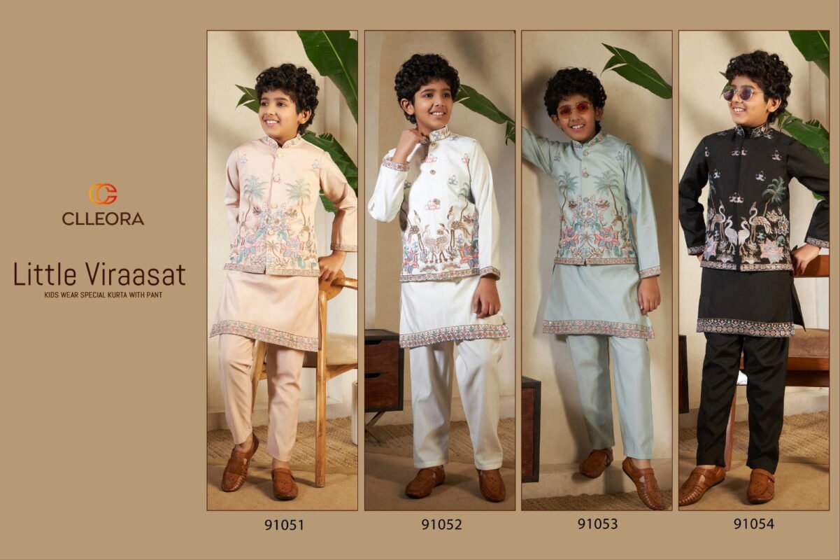 Stylish Clleora Little Viraasat Viscose Silk Threadwork Kurta Pant And Dupatta Wholesale 2026