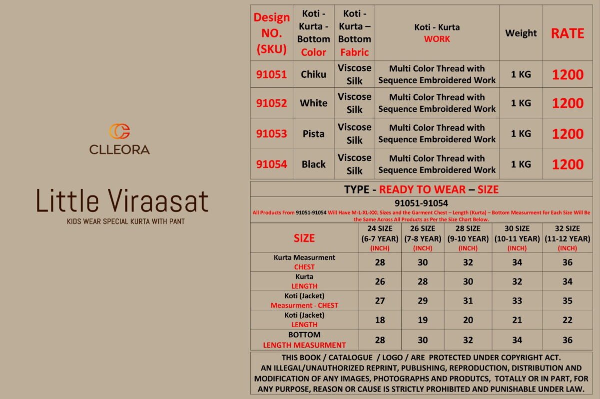 Stylish Clleora Little Viraasat Viscose Silk Threadwork Kurta Pant And Dupatta Wholesale 2026