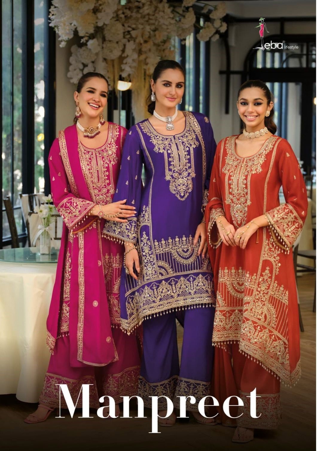 Eba Manpreet Chinon With Embroidery Work Designer Salwar Kameez Wholesale