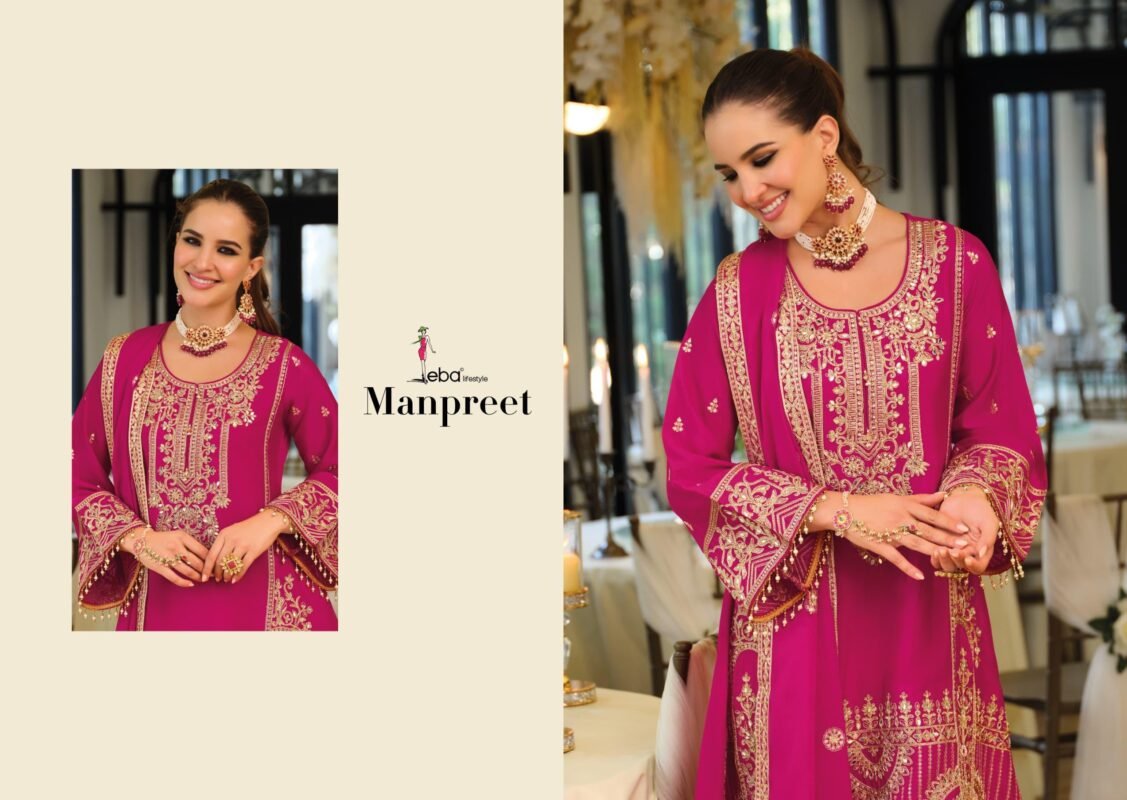 Latest Eba Manpreet Chinon With Embroidery Work Designer Salwar Kameez Wholesale 2026