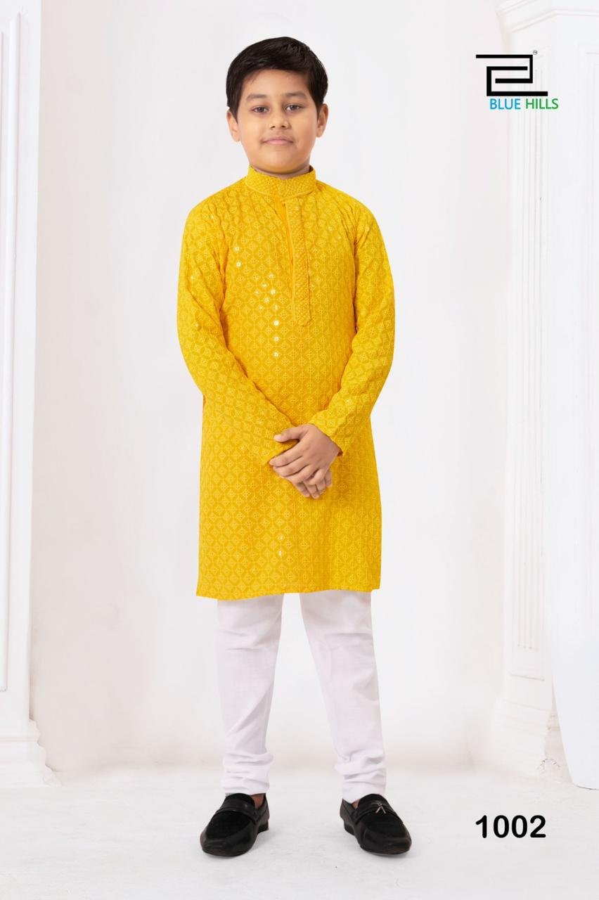 Lekha LI Prince Heavy Rayon Chikankari Kids Kurta Pajama Wholesale