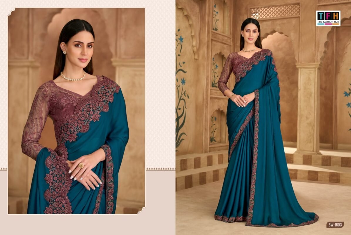 Beautiful TFH Sandal Wood 1600 Series Wedding Wear Heavy Work Saree Wholesale 2026