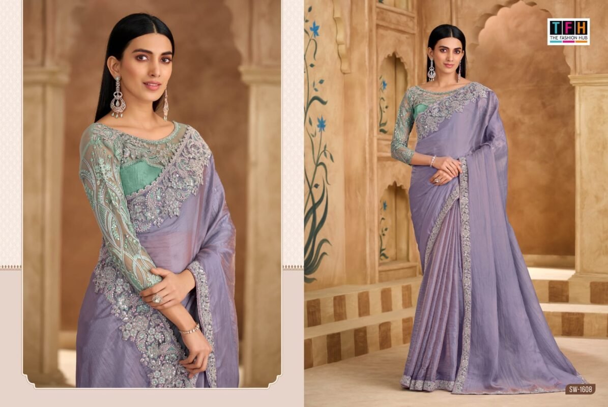 Beautiful TFH Sandal Wood 1600 Series Wedding Wear Heavy Work Saree Wholesale 2026