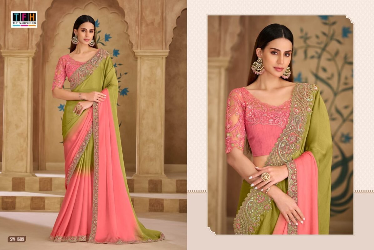 Beautiful TFH Sandal Wood 1600 Series Wedding Wear Heavy Work Saree Wholesale 2026