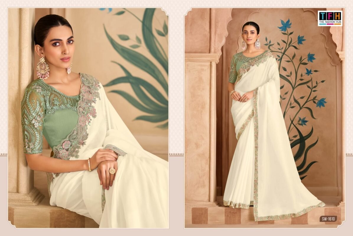Beautiful TFH Sandal Wood 1600 Series Wedding Wear Heavy Work Saree Wholesale 2026