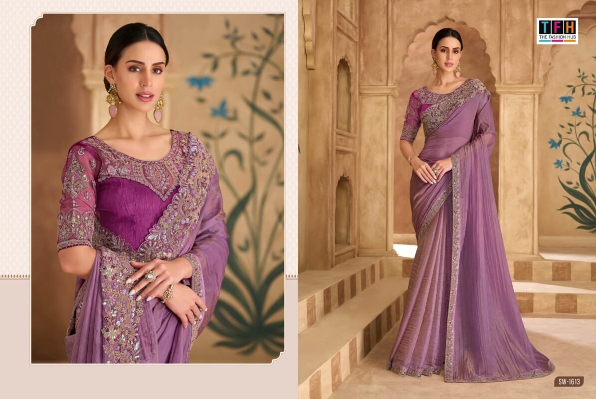 Beautiful TFH Sandal Wood 1600 Series Wedding Wear Heavy Work Saree Wholesale 2026