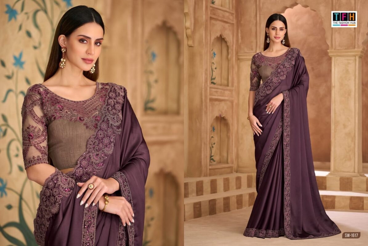 Beautiful TFH Sandal Wood 1600 Series Wedding Wear Heavy Work Saree Wholesale 2026