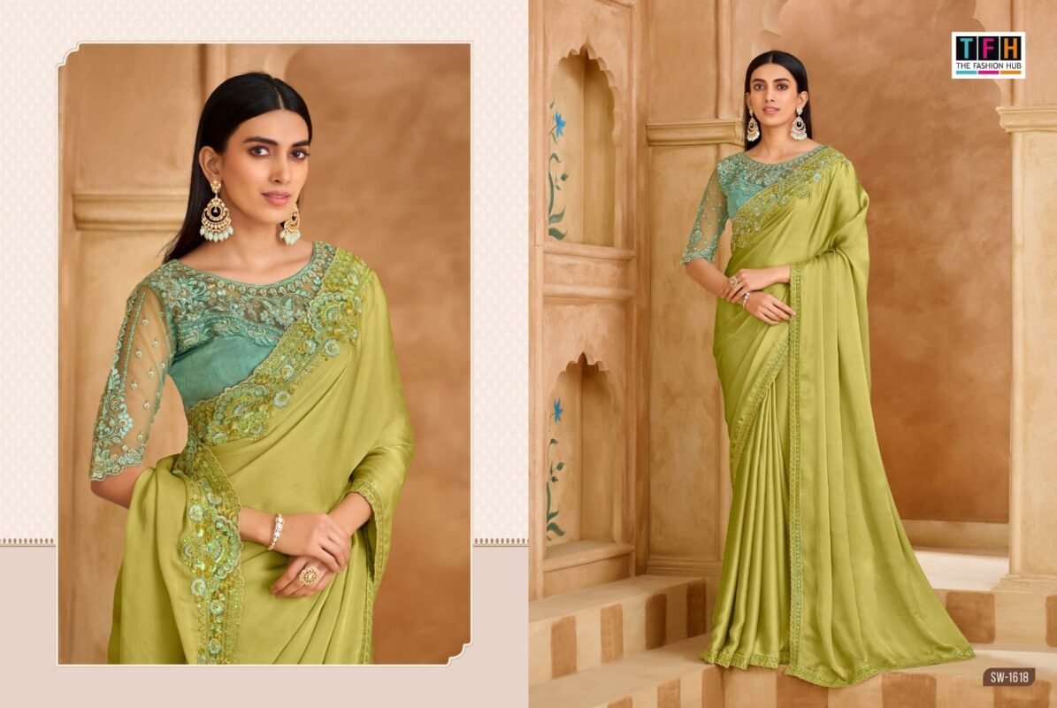Beautiful TFH Sandal Wood 1600 Series Wedding Wear Heavy Work Saree Wholesale 2026
