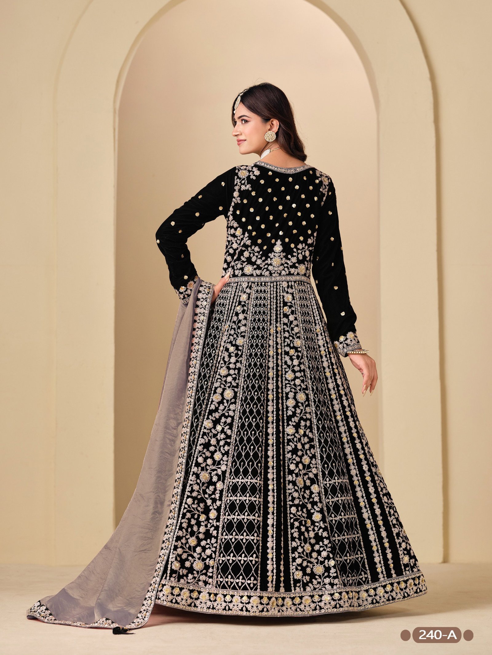 Aanaya Vol 240 Velvet With Designer Gown Bottom And Dupatta Collection Wholesale