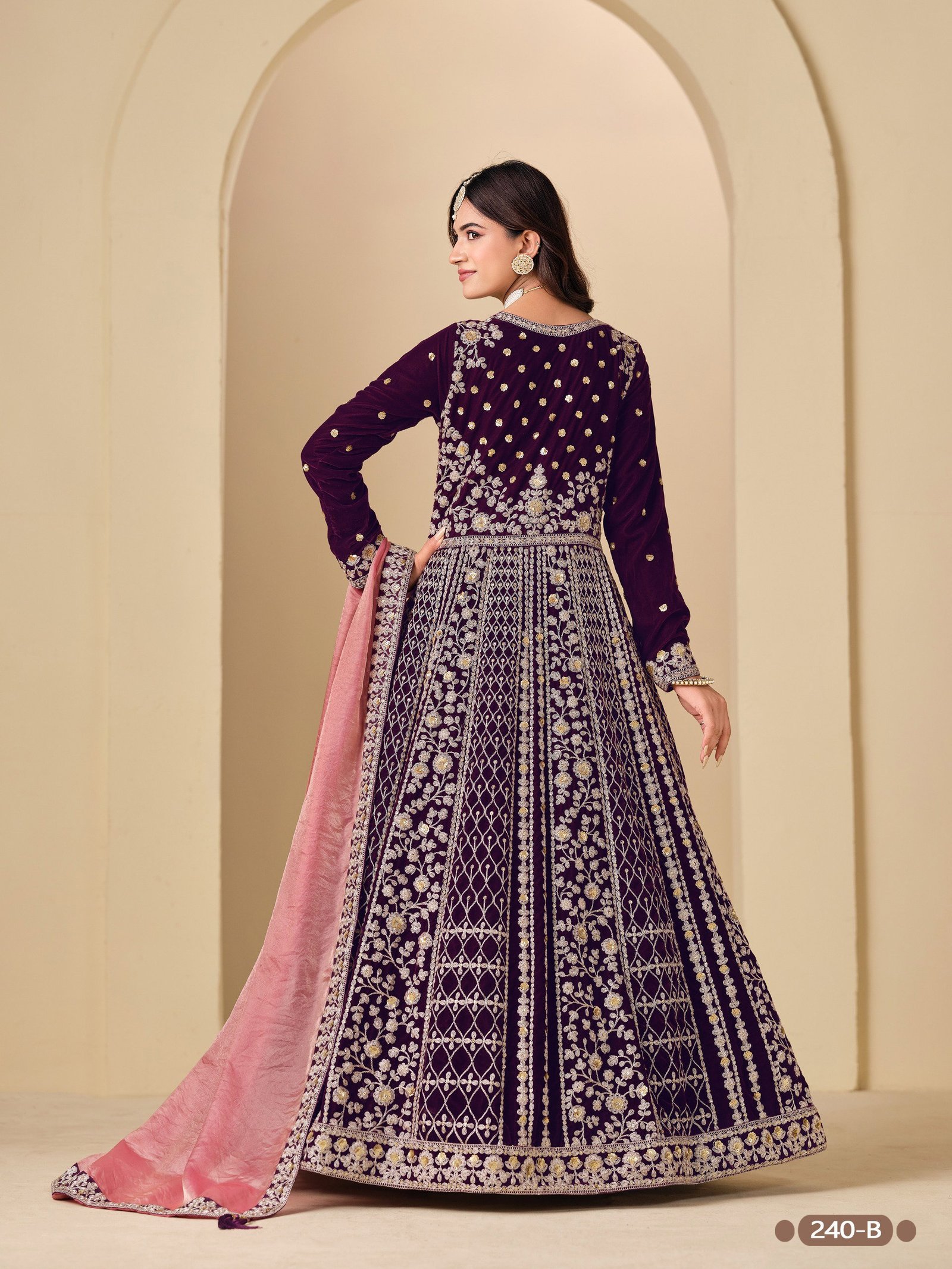 Aanaya Vol 240 Velvet With Designer Gown Bottom And Dupatta Collection Wholesale