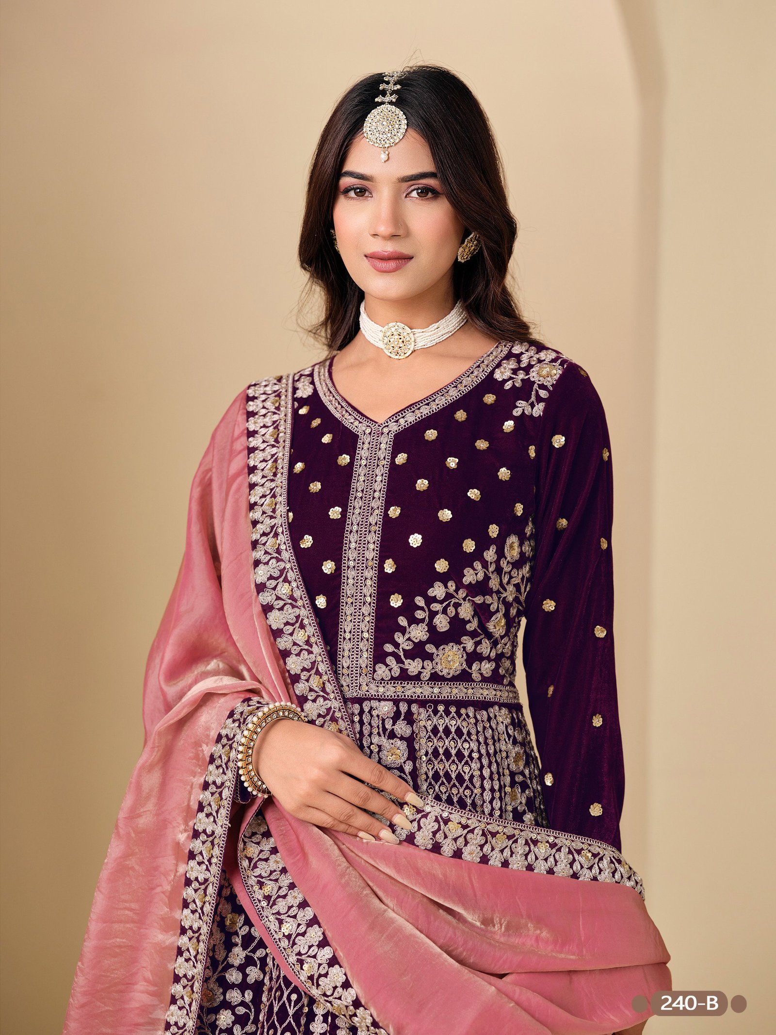 Aanaya Vol 240 Velvet With Designer Gown Bottom And Dupatta Collection Wholesale