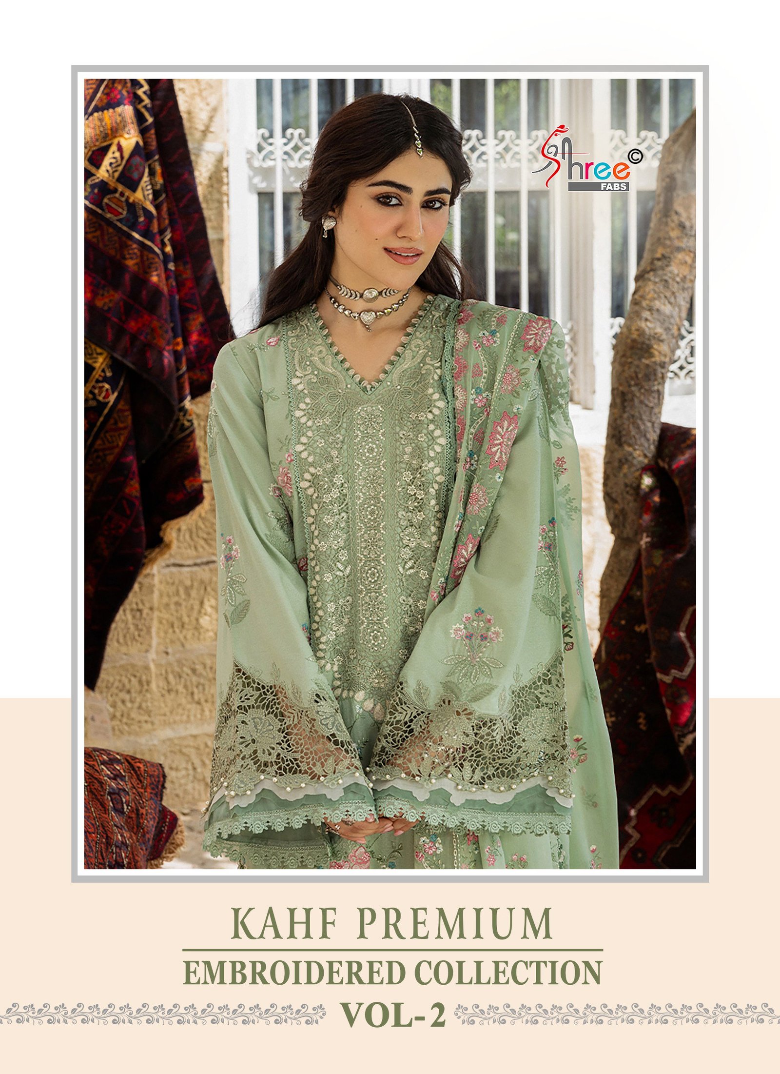 Shree Kahf Premium Embroidered Colllection Vol 2 Cotton Mal Dupatta Pakistani Suits Wholesale