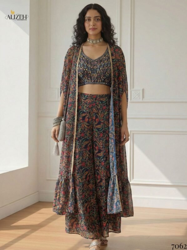 Latest Alizeh 7062 To 7065 Georgette With Stylish Wear Top Bottom And Dupatta Wholesale 2026