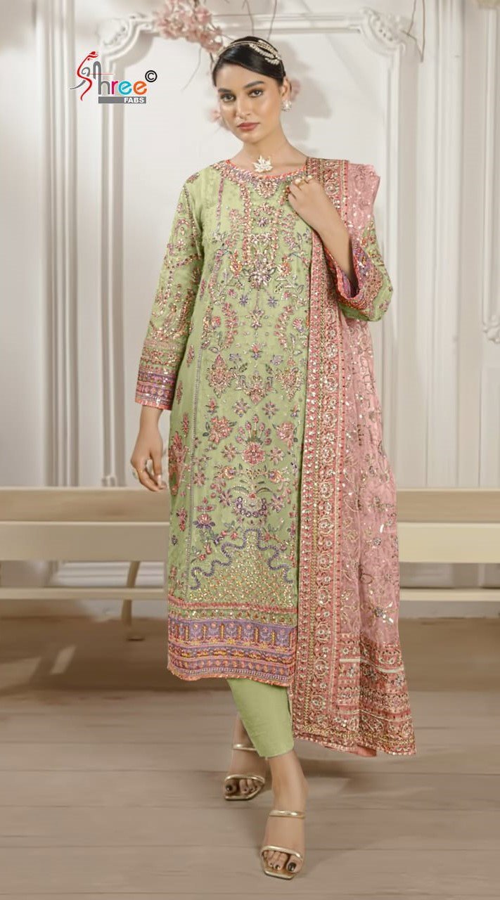 Shree Sf 5536 A To D Chiffon With Embroidery Work Pakistani Salwar Kameez Wholesale