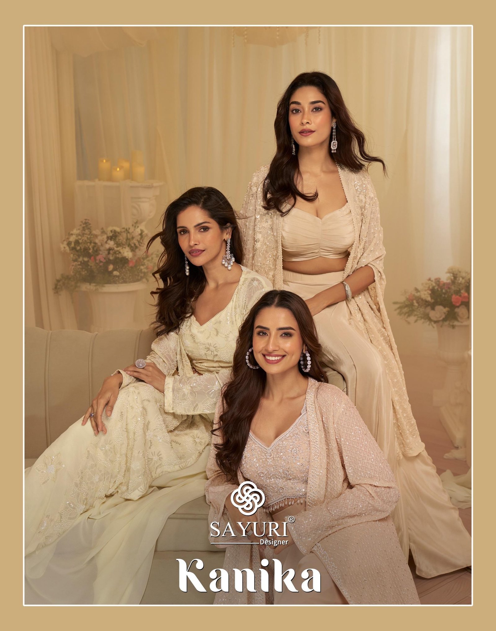 Sayuri Kanika Georgette With Embroidery Work Blouse Plazzo And Jacket Wholesale