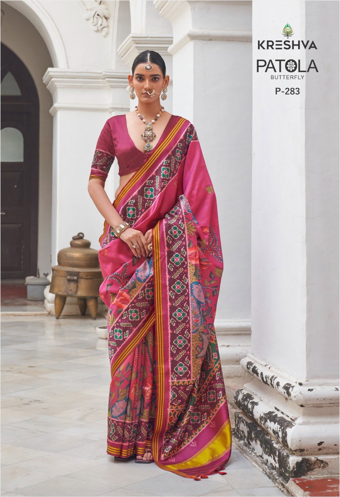 Beautiful Kreshva Patola Butterfly Silk With Patola Print Saree Collection Wholesale 2026