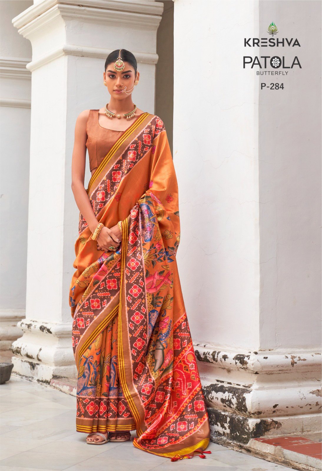Beautiful Kreshva Patola Butterfly Silk With Patola Print Saree Collection Wholesale 2026