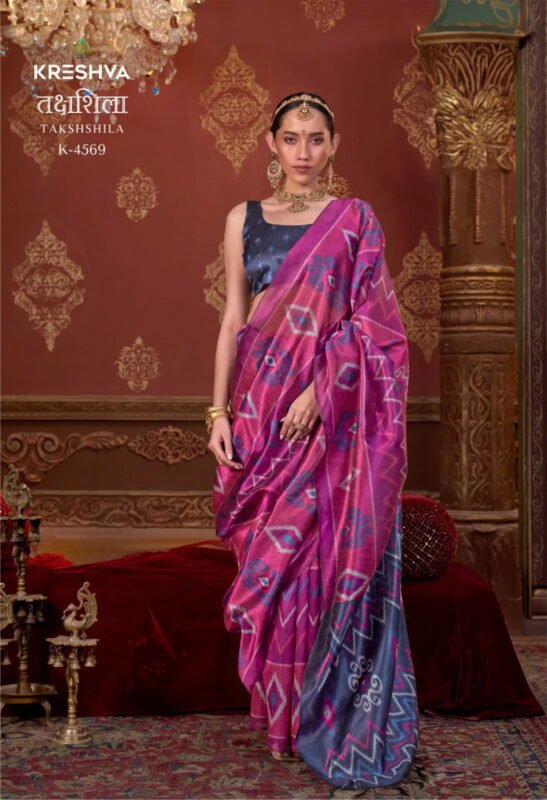 Buy Kreshva Takshshila k 4569 P C Silk With Ikkat Design Saree Collection Wholesale 2026