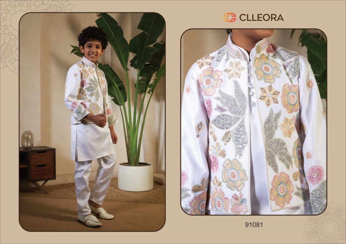 Launching Clleora Little Carnival Satin Silk Threadwork Kurta Pant And Koti Collection Wholesale 2026