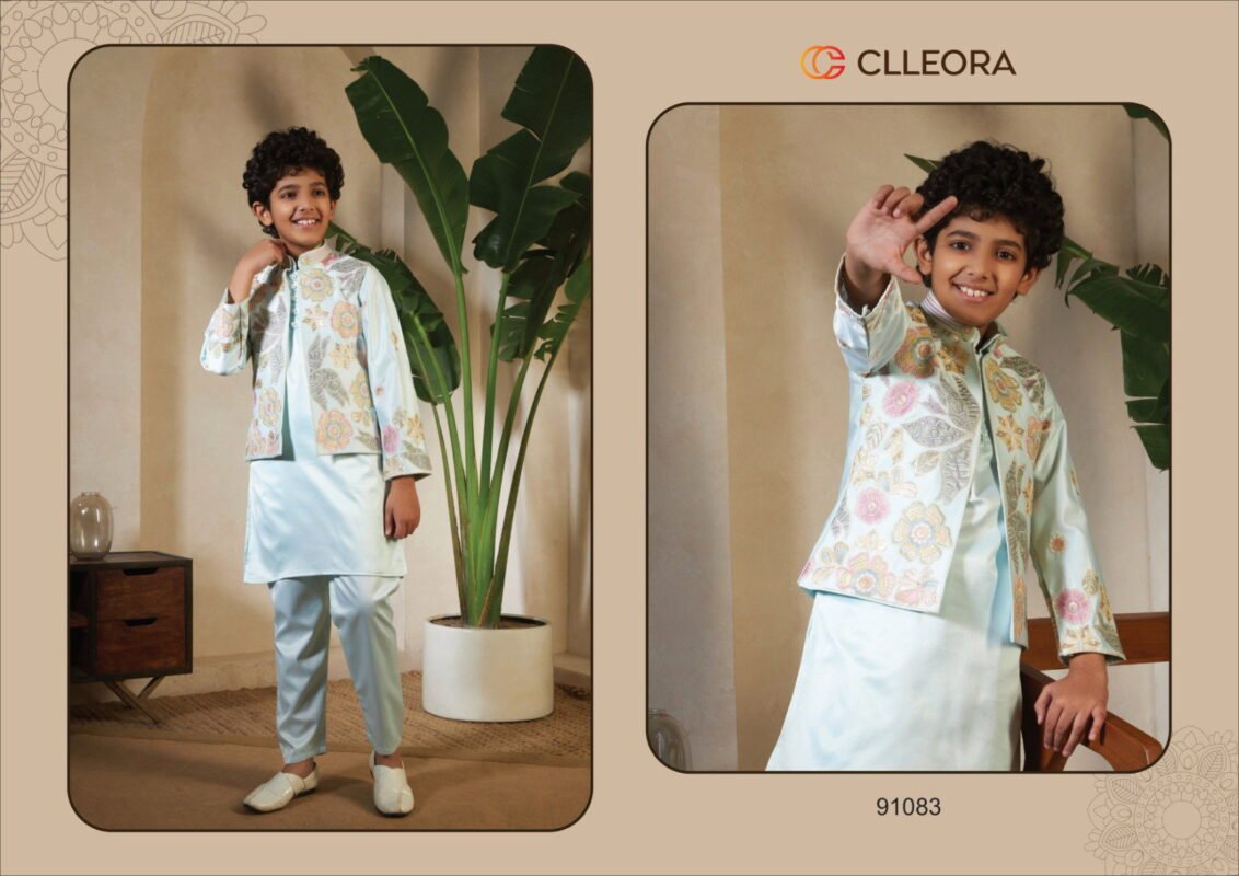 Launching Clleora Little Carnival Satin Silk Threadwork Kurta Pant And Koti Collection Wholesale 2026