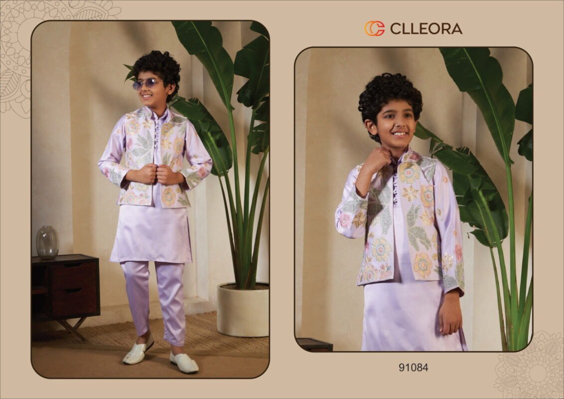 Launching Clleora Little Carnival Satin Silk Threadwork Kurta Pant And Koti Collection Wholesale 2026