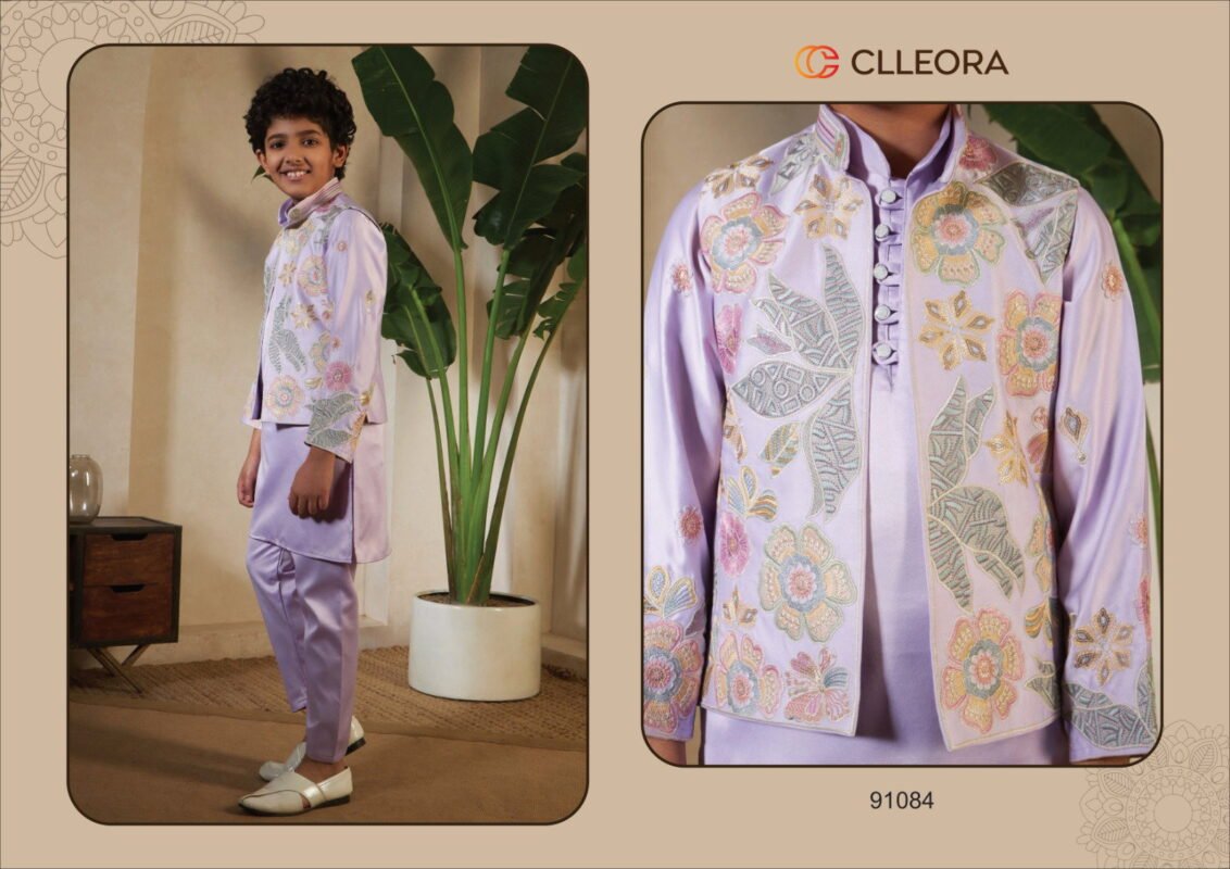 Launching Clleora Little Carnival Satin Silk Threadwork Kurta Pant And Koti Collection Wholesale 2026