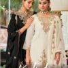 Eba Kalista Black And White Chinon Embroidery Work Top Bottom And Dupatta Wholesale