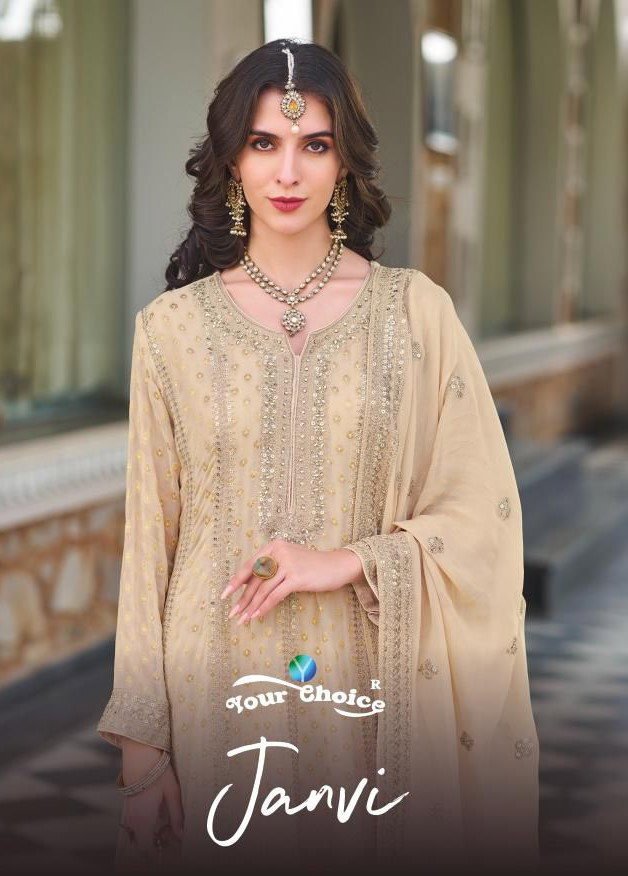 Your Choice Janvi Chinon With Embroidery Gown Pant And Dupatta Wholesale