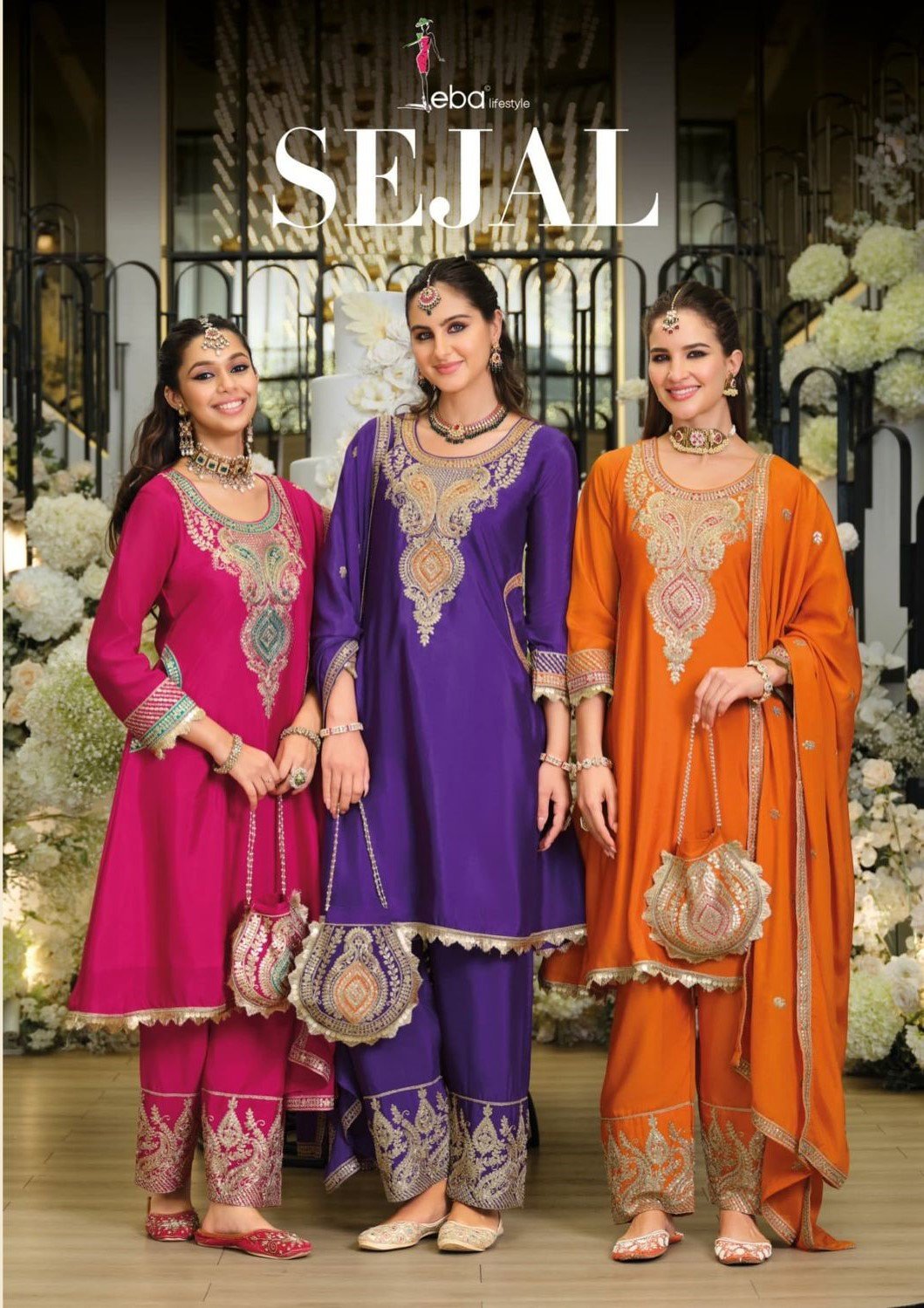 Eba Sejal Chinon With Embroidery Work Top Plazzo And Dupatta Collection Wholesale