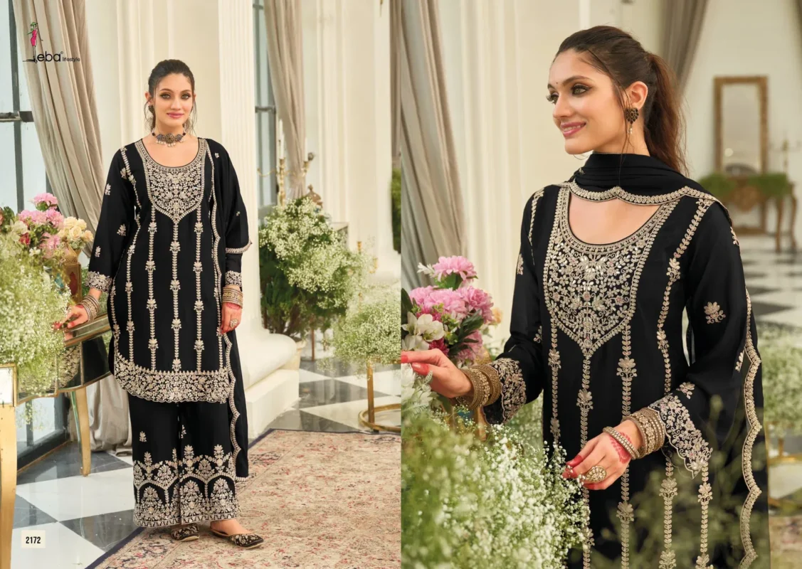 Buy Eba Pallavi Black And White Chinon With Embroidery Top Bottom And Dupatta Collection Wholesale 2026