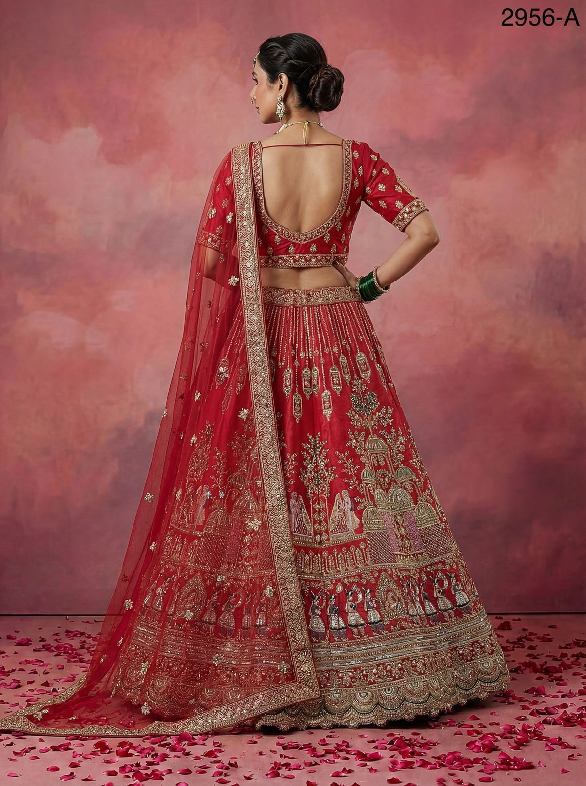 Latest Anjani 2956 Double Dupatta Combine Flair Bridal lehenga in Barrat style work Lehenag Choli Collection Wholesale 2026
