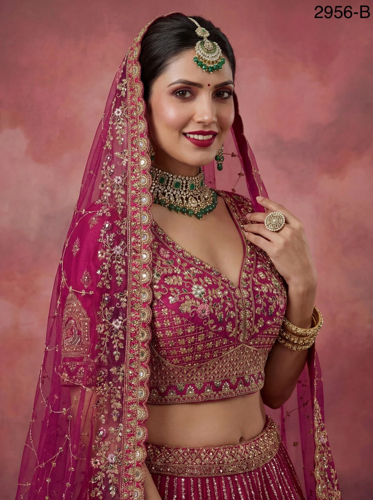 Latest Anjani 2956 Double Dupatta Combine Flair Bridal lehenga in Barrat style work Lehenag Choli Collection Wholesale 2026