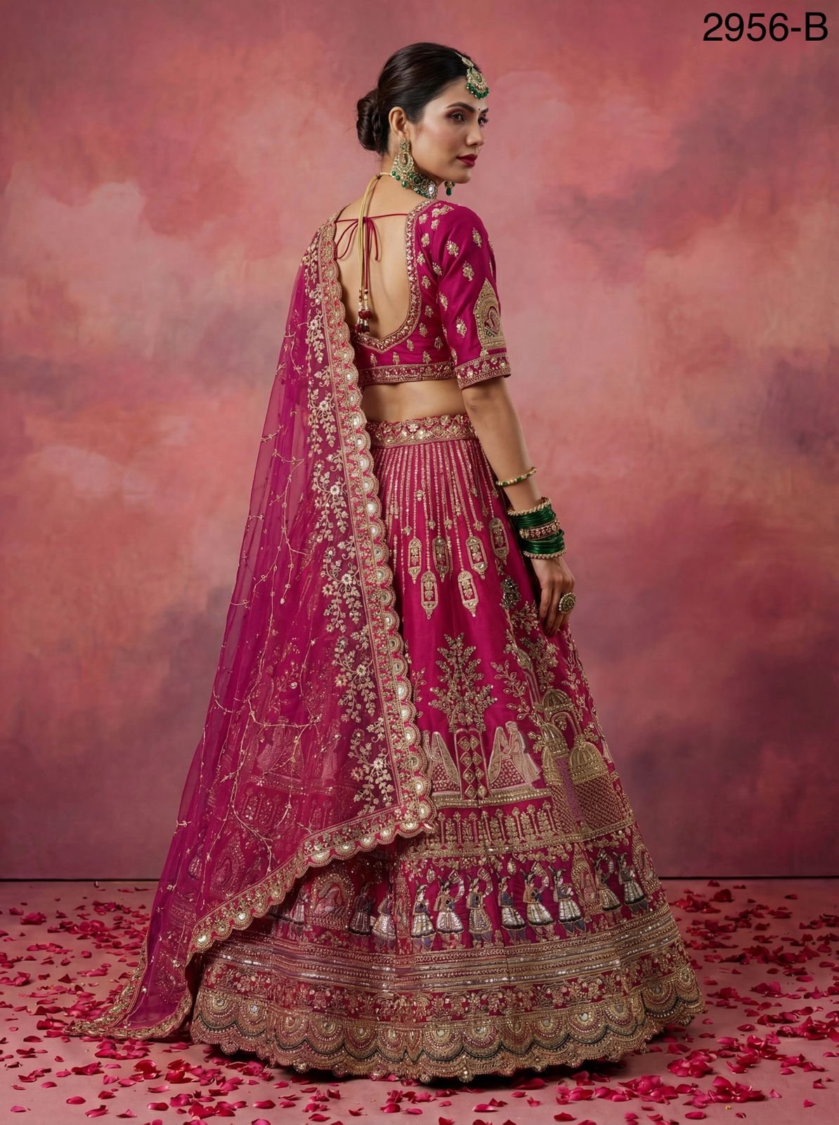 Latest Anjani 2956 Double Dupatta Combine Flair Bridal lehenga in Barrat style work Lehenag Choli Collection Wholesale 2026