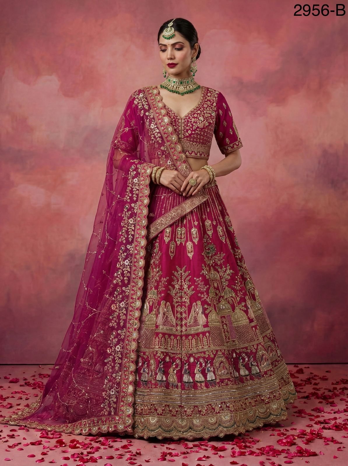 Latest Anjani 2956 Double Dupatta Combine Flair Bridal lehenga in Barrat style work Lehenag Choli Collection Wholesale 2026