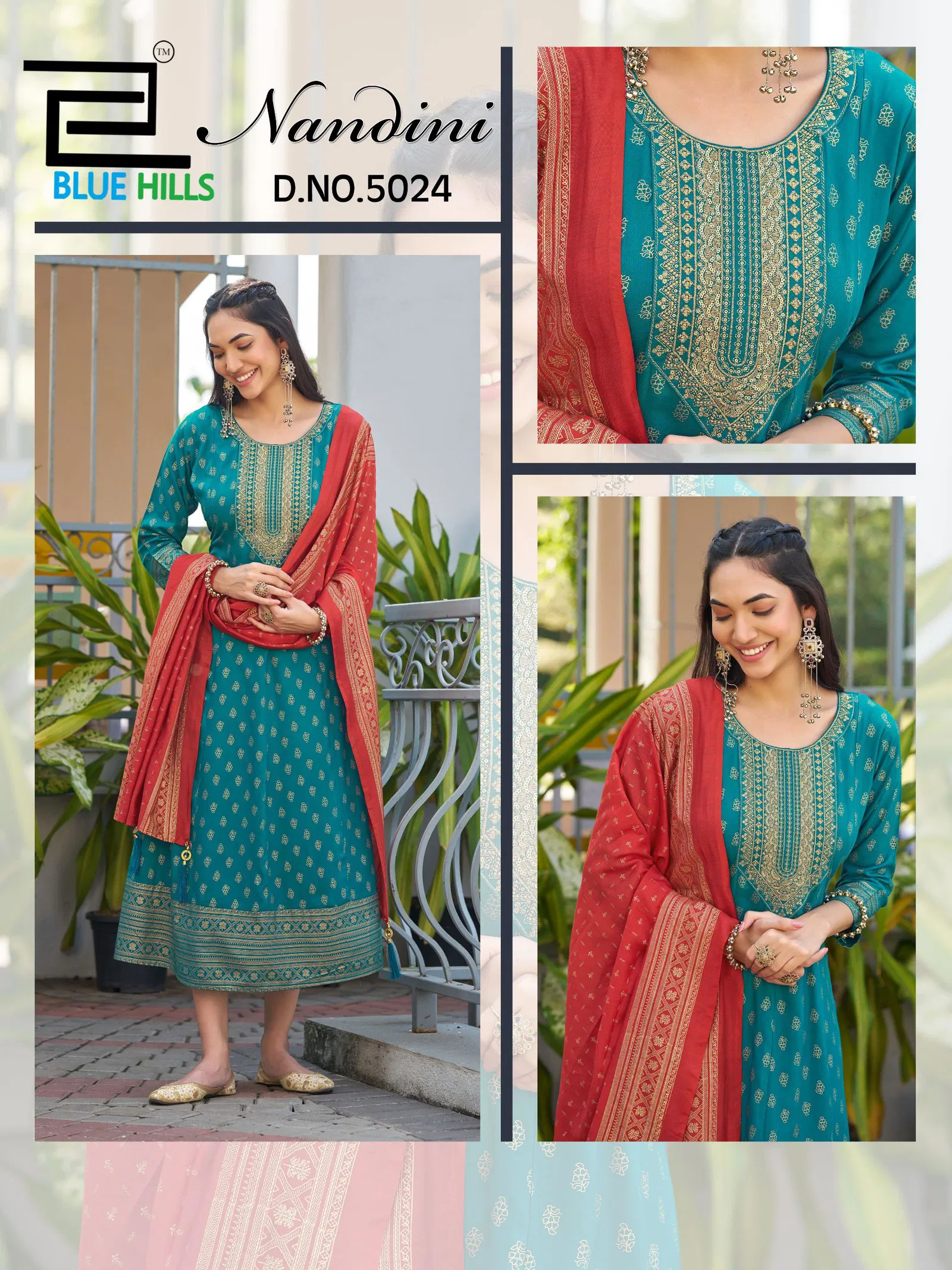 Launching Blue Hills Nandini Rayon Foil Print Anarkali Gown With Dupatta Wholesale 2026