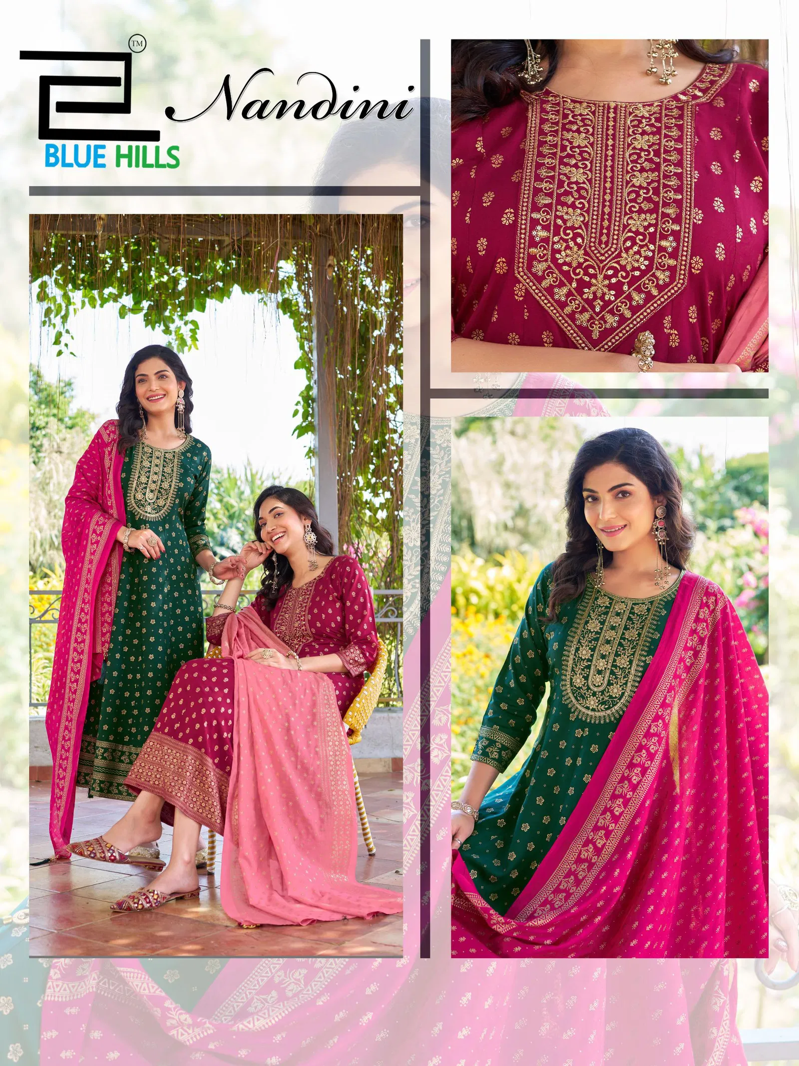 Launching Blue Hills Nandini Rayon Foil Print Anarkali Gown With Dupatta Wholesale 2026