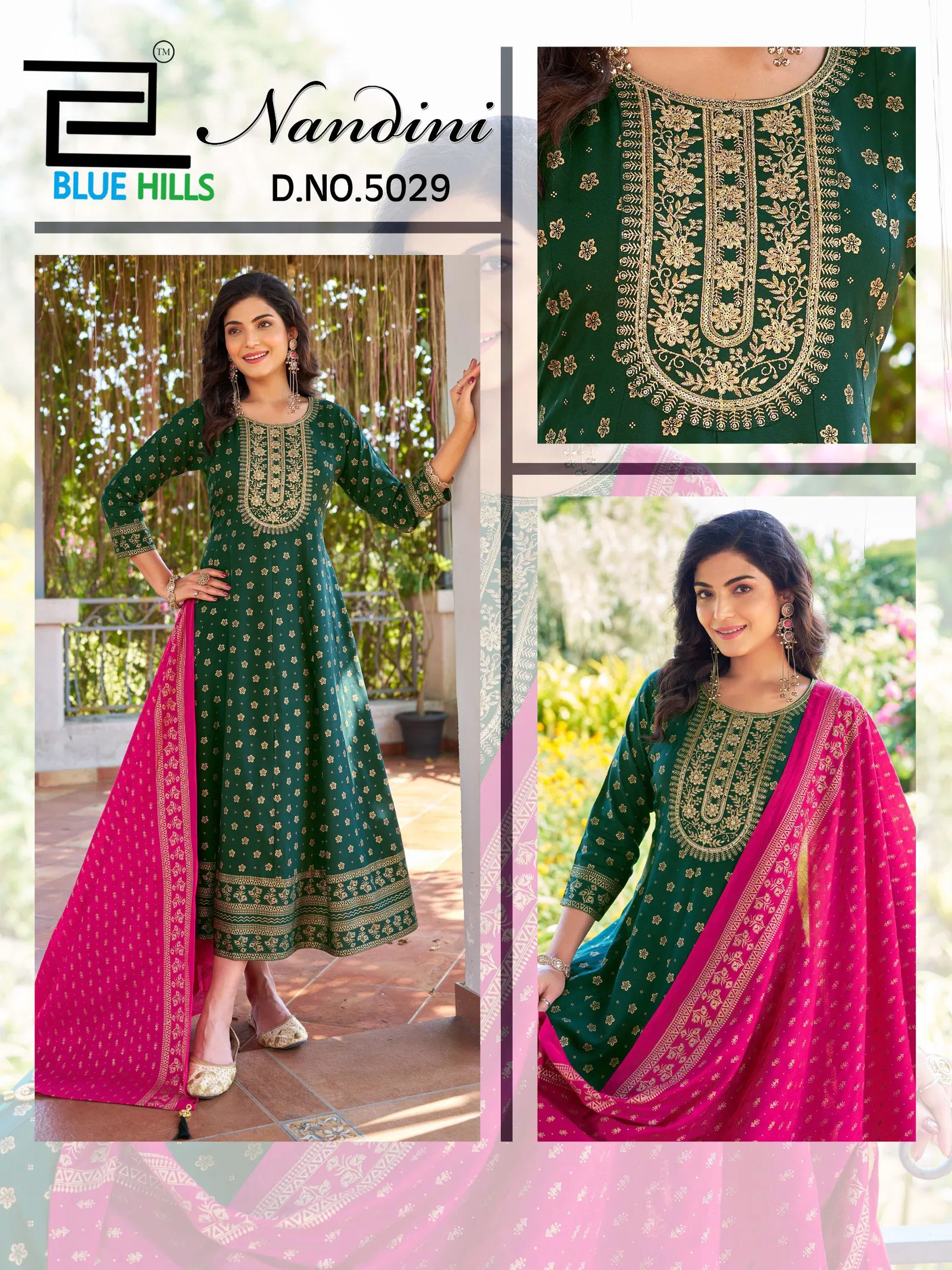 Launching Blue Hills Nandini Rayon Foil Print Anarkali Gown With Dupatta Wholesale 2026