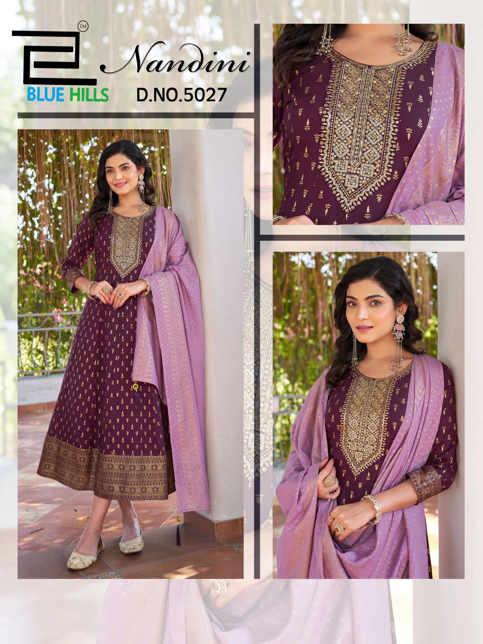 Launching Blue Hills Nandini Rayon Foil Print Anarkali Gown With Dupatta Wholesale 2026