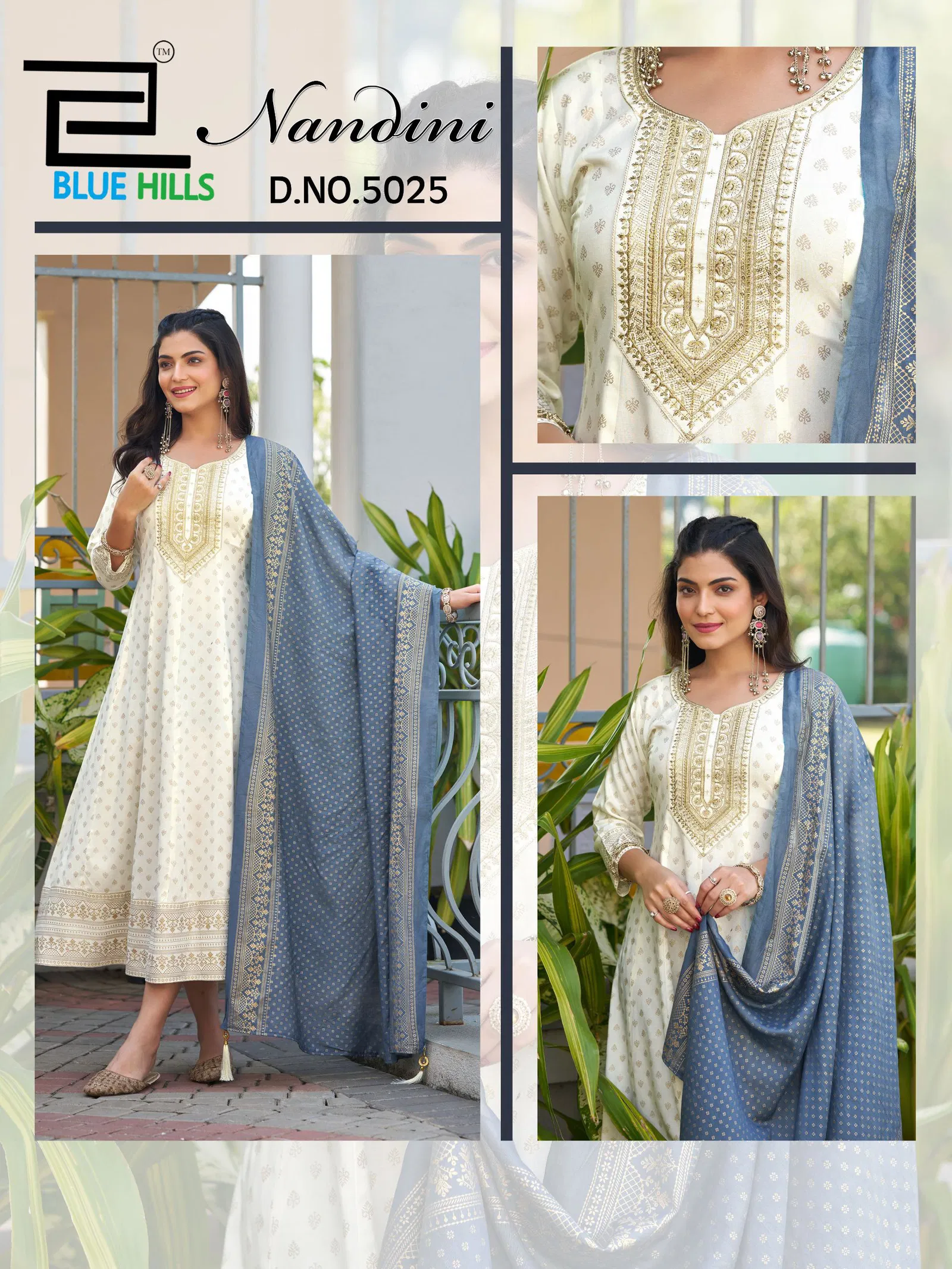 Launching Blue Hills Nandini Rayon Foil Print Anarkali Gown With Dupatta Wholesale 2026