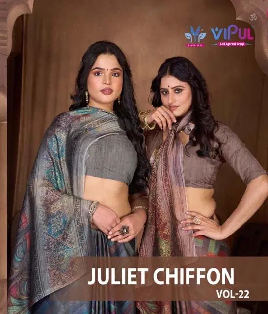 Vipul Juliet Chiffon Vol 22 Chiffon Casual Wear Saree Collection Wholesale