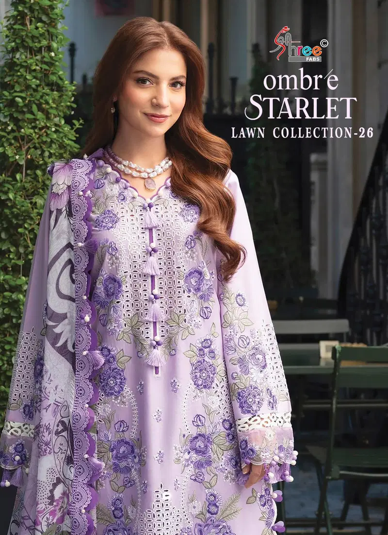 Shree Ombre Starlet Lawn Collection Vol 26 Chiffon Dupatta Pakistani Suits Wholesale